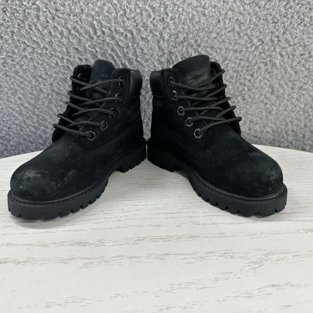 Timberland 6 Inch Premium Toddler Size 7 Black Waterproof Leather Boots TD US 7
